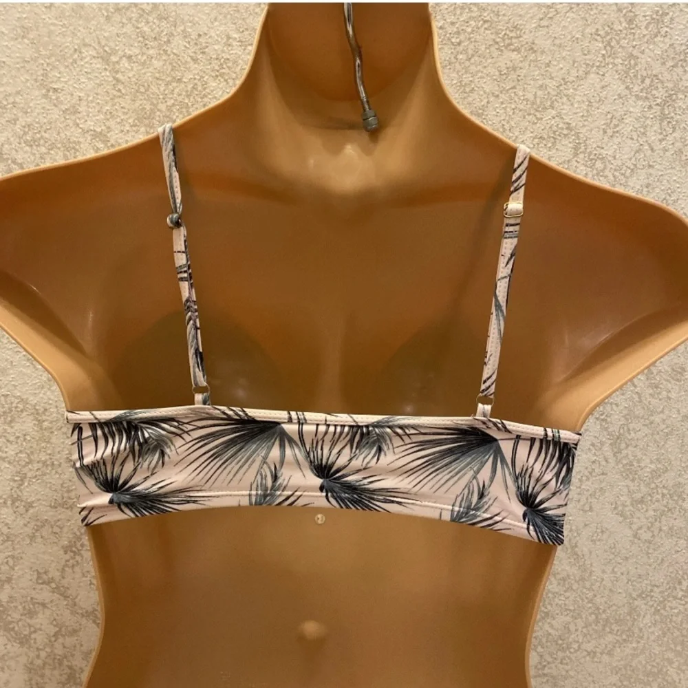 Tropical Palm Frond Faux Wrap Bikini Top